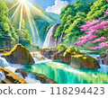 Waterfall painted in watercolor 118294423