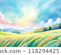 Grassland painted in watercolor 118294425