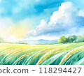 Grassland painted in watercolor 118294427