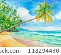 Watercolor painted beach 118294430