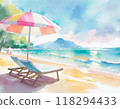 Watercolor painted beach 118294433