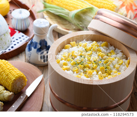 Corn rice in a rice cooker Corn rice in a rice cooker 118294573