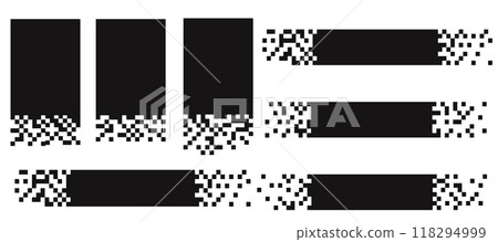 Horizontal title tag set pixel effect, mosaic footer, label. Geometric edges layot header banner. For text or design. Horizontal title tag set pixel effect, mosaic footer, label. Geometric edges layot header banner. For text or design. 118294999