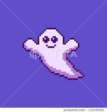 Pixel art cute ghost game asset design 118295061