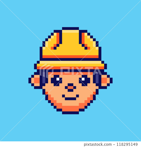 Pixel art avatar construction worker game asset design 118295149