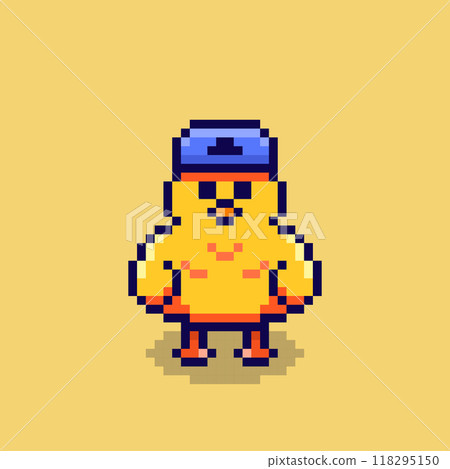 Pixel art duck with a cap game asset design 118295150