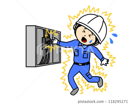 Electric shock worker illustration 118295271