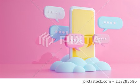 Colorful illustration of a smartphone surrounded by speech bubbles, symbolizing online communication and social media interactions. Colorful illustration of a smartphone surrounded by speech bubbles, symbolizing online communication and social media interactions. 118295580