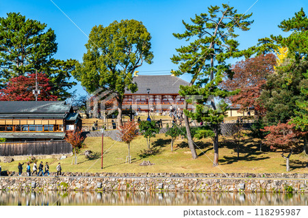 【奈良縣】猿澤池和興福寺，藍天清爽 118295987