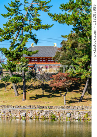 【奈良縣】猿澤池和興福寺，藍天清爽 118295989
