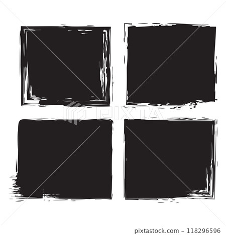 Black set paint, ink brush, brush strokes, brushes, lines, frames, grungy. Grungy brushes collection. 118296596