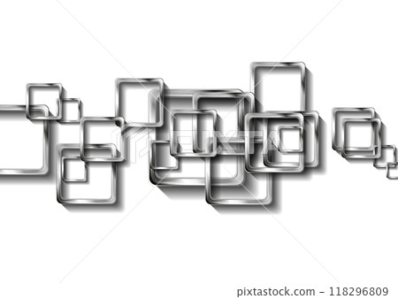 Glossy silver metallic squares abstract geometric tech background 118296809