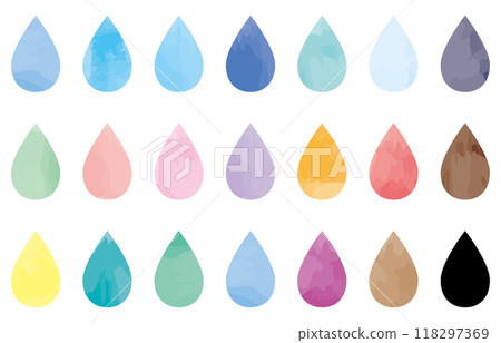 Liquid watercolor drops water set colorful silhouette 118297369