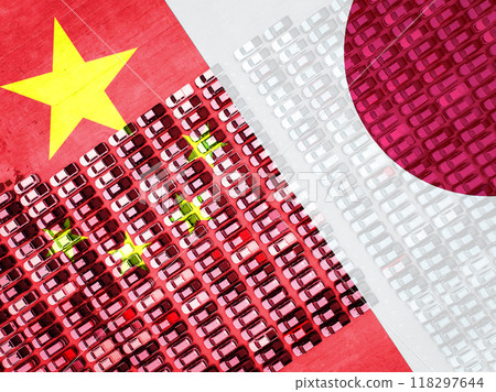 Japan-China economic relations. Business trade and political tensions. Chinese electric vehicle investments in Japanese market. Zero China policy shift. Asia-Pacific trade war and economic conflict. 118297644