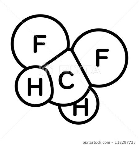 Difluoromethane molecular model icon. Difluoromethane molecular model icon. 118297723