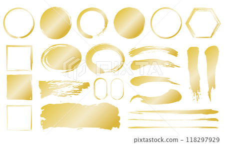 Brush gold material vector decoration set circle square line 118297929