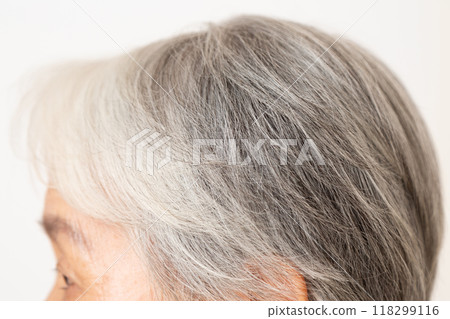 Senior woman with gray hair 118299116