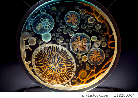 Cells under microscope, generatie ai illustration 118299304