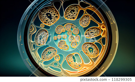 Cells under microscope, generatie ai illustration 118299305