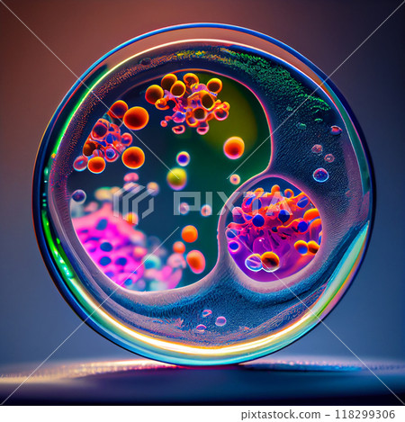 Cells under microscope, generatie ai illustration 118299306