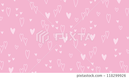 Handwritten hearts background random scattered pink 118299926