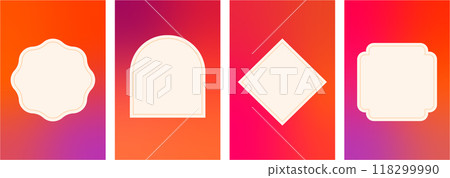 Vertical abstract cards, banners. Geometric frame designs and colorful gradient backgrounds. Chinese 118299990