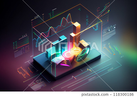 Business economic and statistics charts, ai illustration 118300186