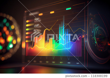 Business economic and statistics charts, ai illustration 118300199