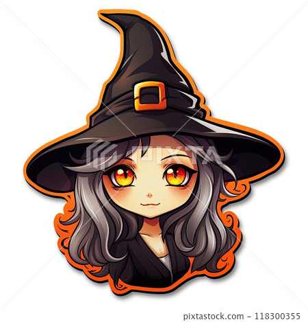 Evil Witch sticker design on white background. Generative Ai 118300355