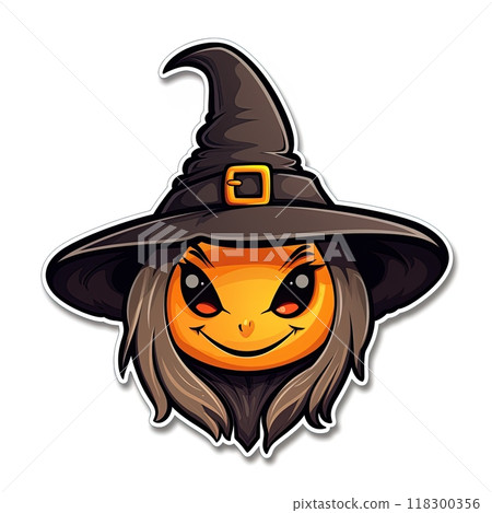Evil Witch sticker design on white background. Generative Ai 118300356