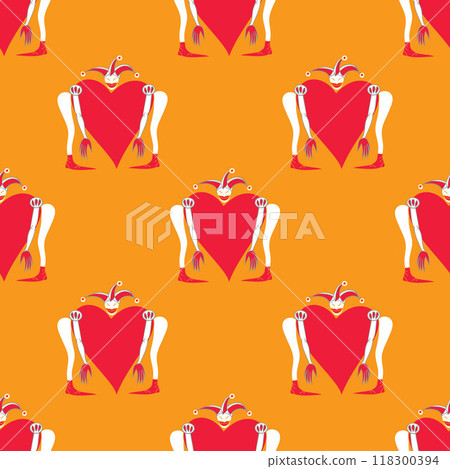 Harlequin with heart seamless pattern Harlequin with heart seamless pattern 118300394