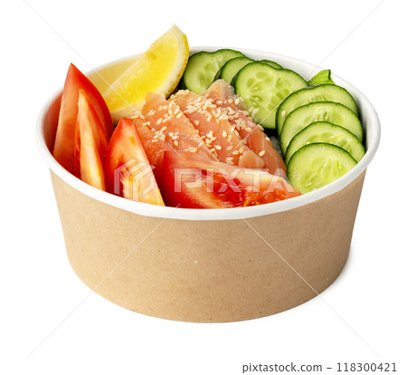 Take out poke bowl isolated on white background Take out poke bowl isolated on white background 118300421