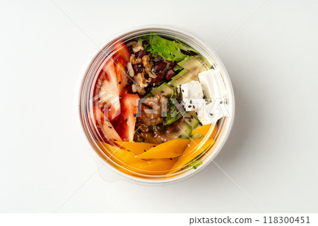 Take out poke bowl isolated on white background 118300451