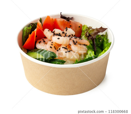 Take out poke bowl isolated on white background 118300668