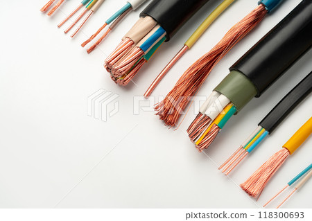 Multi-Colored Electrical Wires With Exposed Copper Strands Multi-Colored Electrical Wires With Exposed Copper Strands 118300693