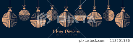 christmas card with hanging ball decoration with circle pattern vector illustration 118301586