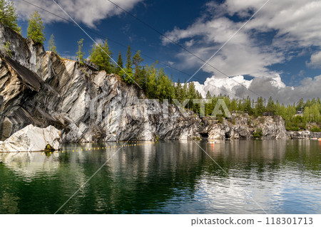 Landscape of the mountain park Ruskeala in the Republic of Karelia 118301713