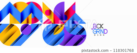 Trendy colorful circles, lines, arrows, triangles and other geometric shapes. Vector Illustration For Wallpaper, Banner, Background, Card, Book Illustration, landing page Trendy colorful circles, lines, arrows, triangles and other geometric shapes. Vector Illustration For Wallpaper, Banner, Background, Card, Book Illustration, landing page 118301768