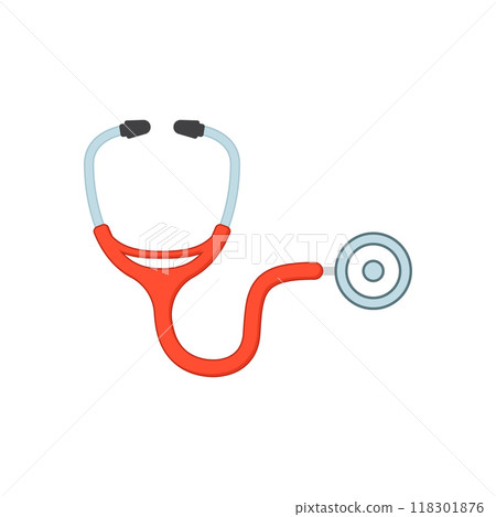 Medical stethoscope icon in flat style. Doctor instrument vector illustration on isolated background. Medicine and healthcare sign business concept. 118301876