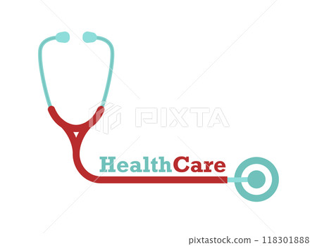 Medical stethoscope icon in flat style. Doctor instrument vector illustration on isolated background. Medicine and healthcare sign business concept. 118301888