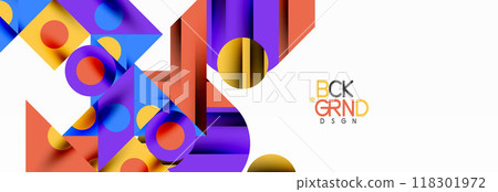 Trendy triangles lines, round elements and circles. Vector Illustration For Wallpaper, Banner, Background, Card, Book Illustration, landing page 118301972