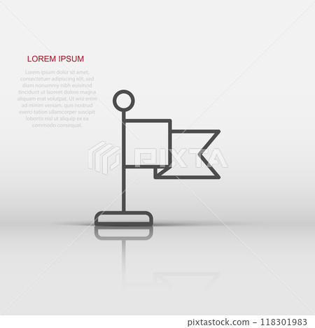 Flag icon in flat style. Pin vector illustration on white isolated background. Flagpole business concept. Flag icon in flat style. Pin vector illustration on white isolated background. Flagpole business concept. 118301983