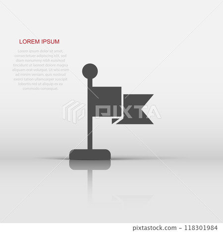 Flag icon in flat style. Pin vector illustration on white isolated background. Flagpole business concept. Flag icon in flat style. Pin vector illustration on white isolated background. Flagpole business concept. 118301984