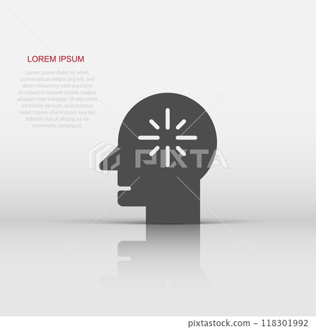 Mind awareness icon in flat style. Idea human vector illustration on white isolated background. Customer brain business concept. Mind awareness icon in flat style. Idea human vector illustration on white isolated background. Customer brain business concept. 118301992