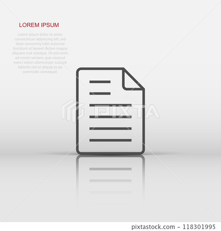 Document note icon in flat style. Paper sheet vector illustration on white background. Notepad document business concept. Document note icon in flat style. Paper sheet vector illustration on white background. Notepad document business concept. 118301995