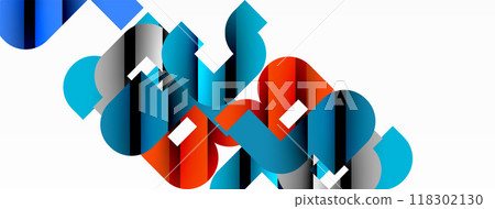 Abstract background. Colorful geometric curve shapes with black shadow lines effects Abstract background. Colorful geometric curve shapes with black shadow lines effects 118302130