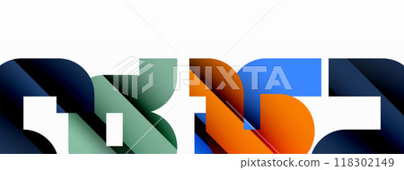 Colorful curve geometric shapes on white 118302149