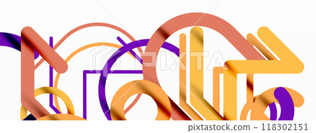 Abstract background. Circles and colorful round shape lines. Linear geometric minimal design Abstract background. Circles and colorful round shape lines. Linear geometric minimal design 118302151