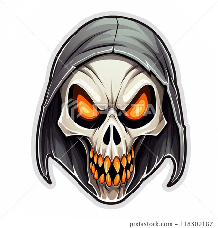 Grim Reaper sticker design isolated on white background. Ai Generative illustration 118302187