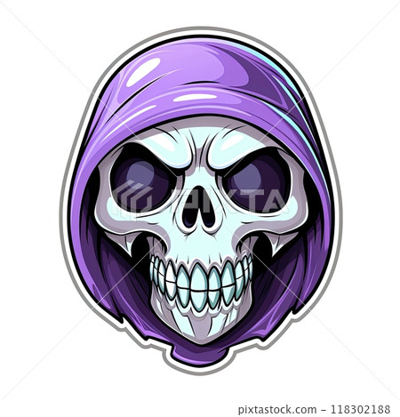Grim Reaper sticker design isolated on white background. Ai Generative illustration 118302188